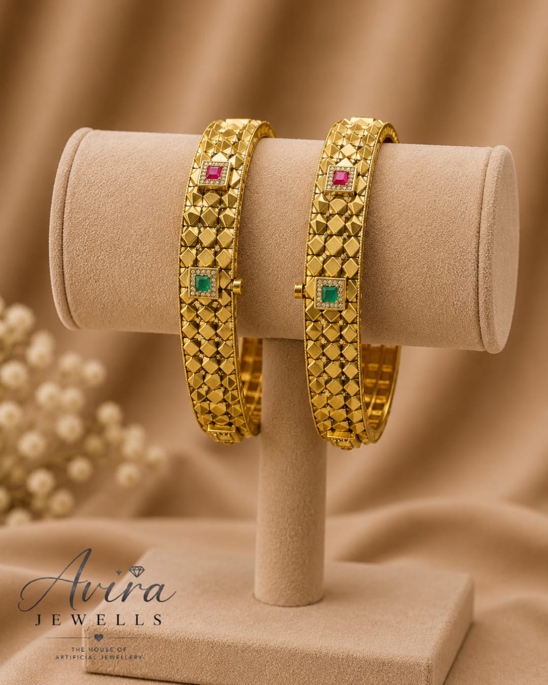 Gold jewellery flatlay